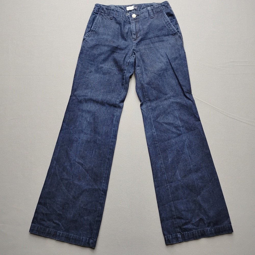 Gap Low Rise Trouser Jeans Womens 0 Dark Wash Wide Leg Denim 100% Cotton